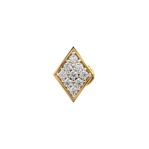 Rhombus Nose Pin Studded With 0.07Cts Diamonds