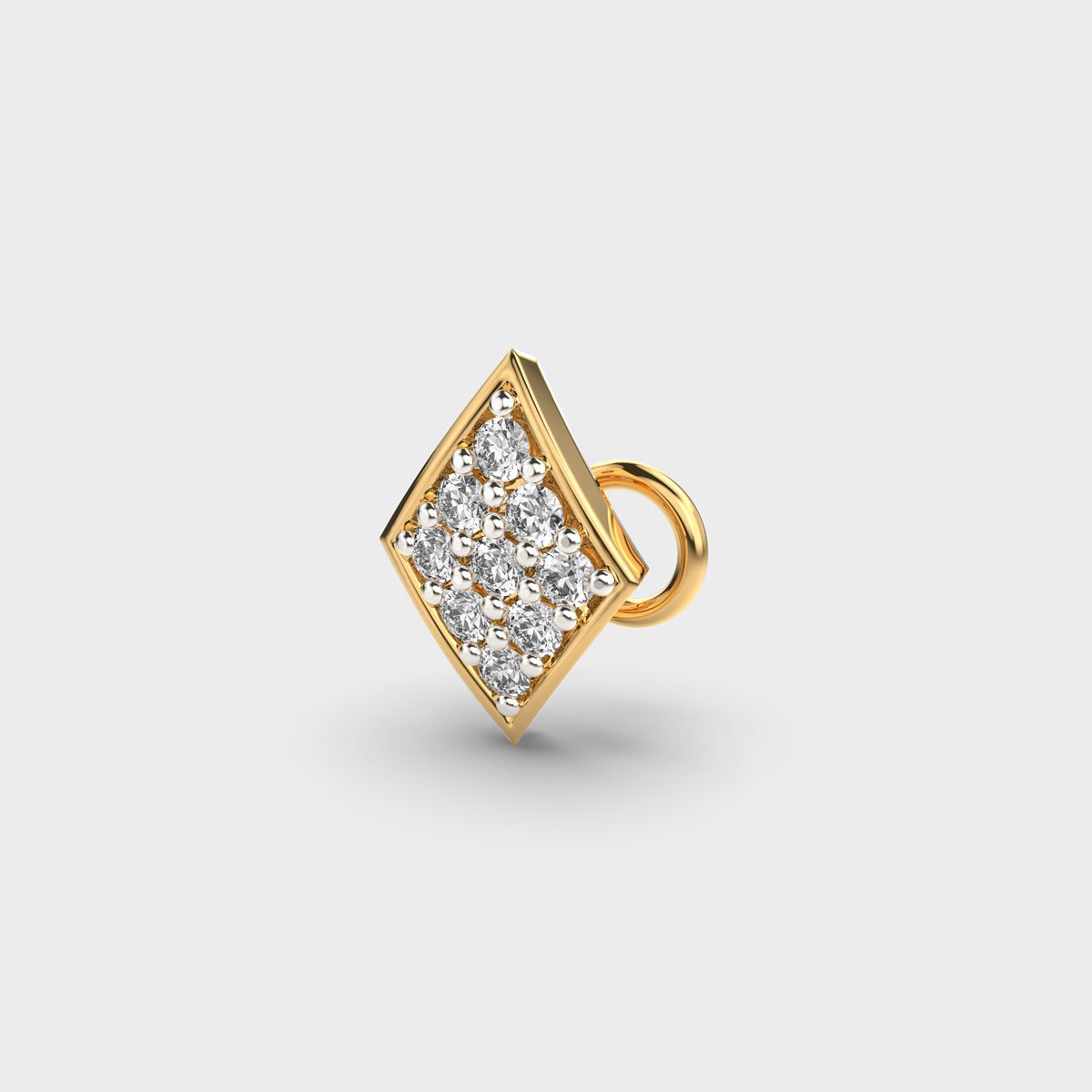 Rhombus Nose Pin Studded With 0.07Cts Diamonds