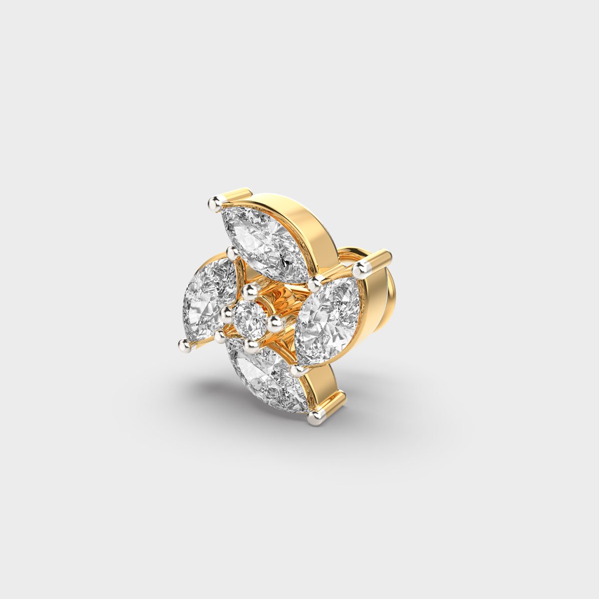 Marquise Leaf Nose Pin Studded With 0.26Cts Diamonds