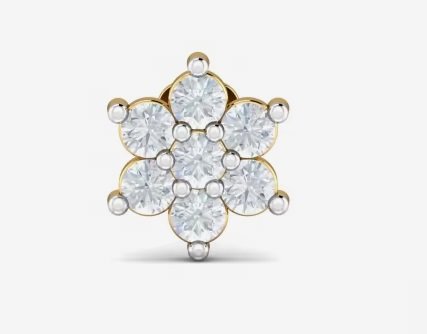 Classic Floral 7 Stone Nose Pin With A Screw Back