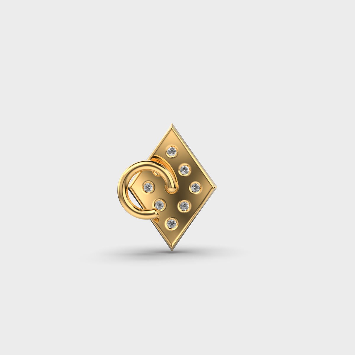 Rhombus Nose Pin Studded With 0.07Cts Diamonds