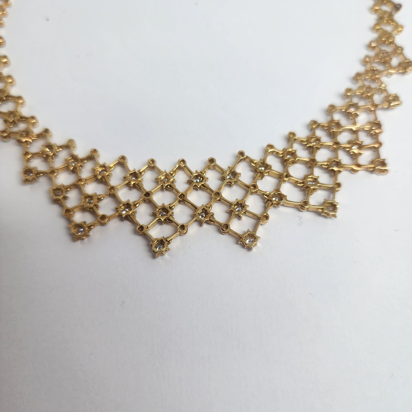 Square Knitted Diamond Necklace