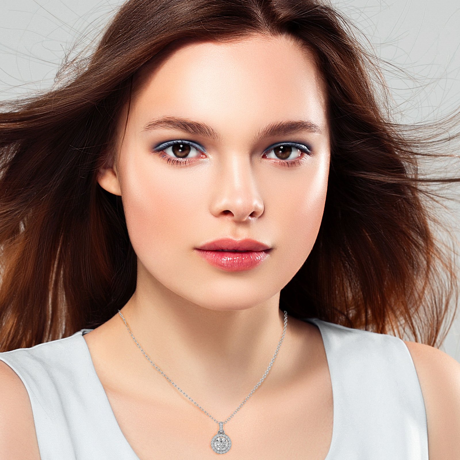 Radiant Halo Solitaire Pendant1